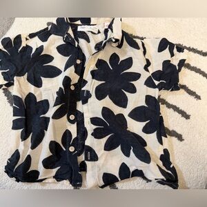 Zara Kids Cream Shirt with Black Floral Print